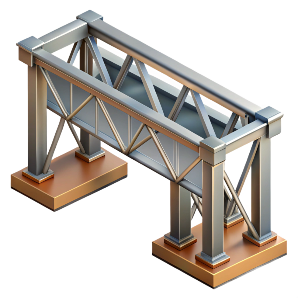 alluring futuristic Beam bridge, steel supports, NO BACKGROUND with Transparent Background. authentic png