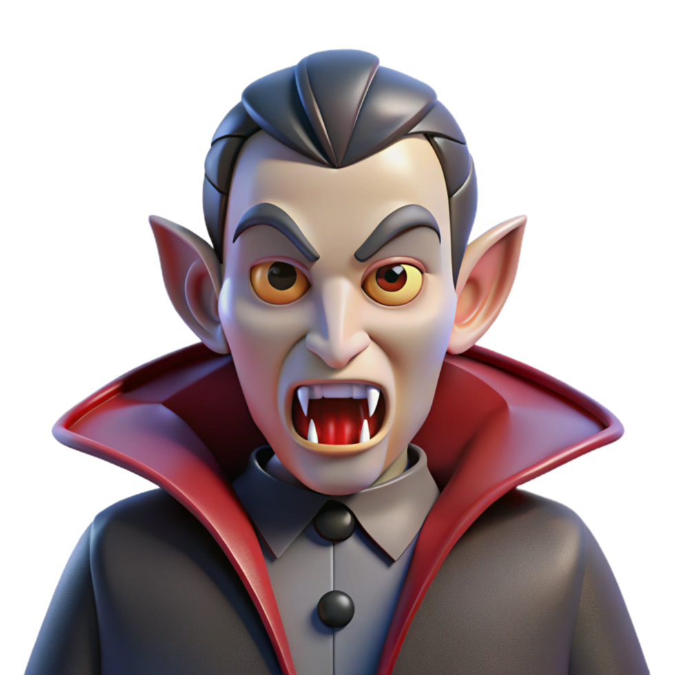 calm majestic A sinister vampire, with fangs bared, NO BACKGROUND with Transparent Background. fine detail png