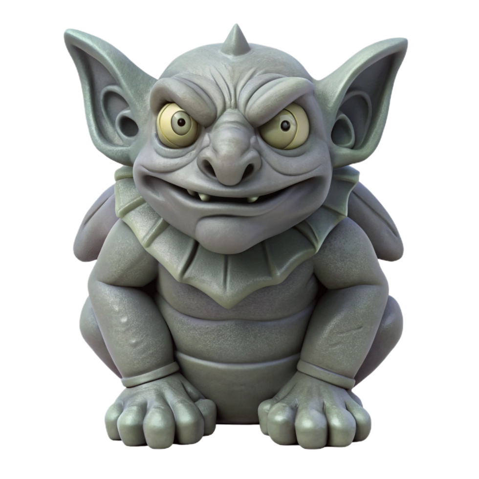 dazzling inspired Stone gargoyle, grotesque face, NO BACKGROUND with Transparent Background. png