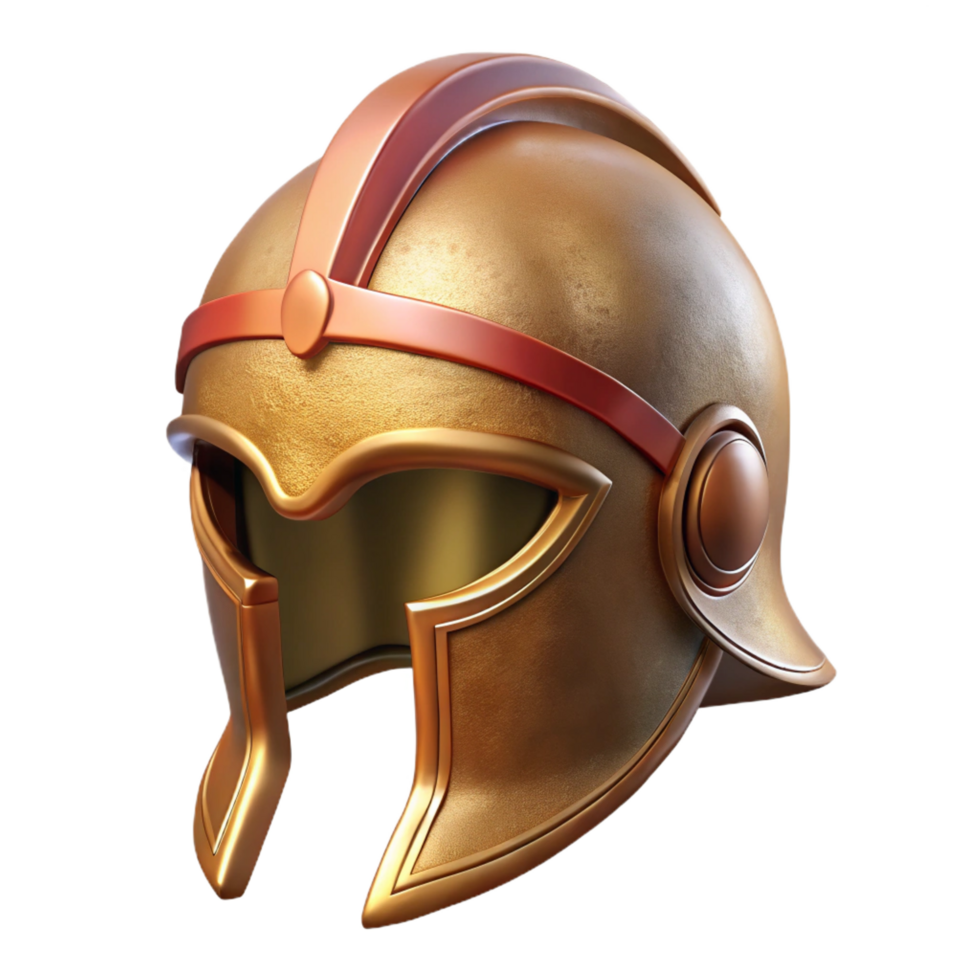 distinctive minimalist An ancient Greek Helmet, bronze and crested, NO BACKGROUND with Transparent Background. artisan png