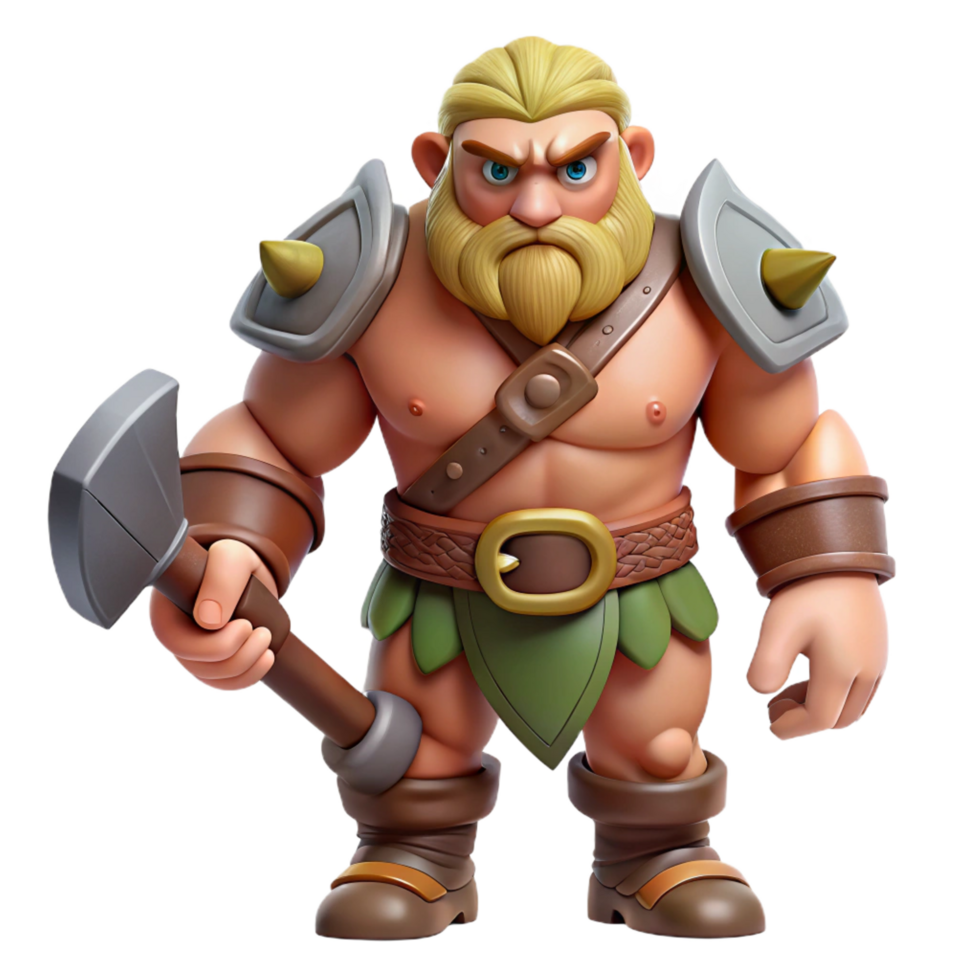 breathtaking remarkable A muscular dwarf warrior with a warhammer. NO BACKGROUND with Transparent Background. png