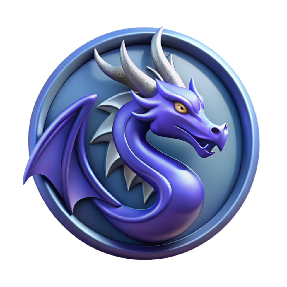 immaculate bohemian A stylized fantasy logo, featuring a dragon, NO BACKGROUND with Transparent Background. sharp png