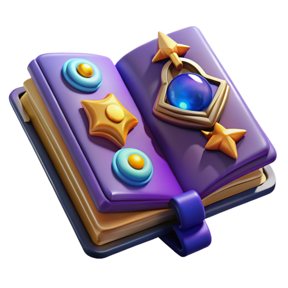 signature futuristic A stylized, open grimoire, filled with arcane symbols. NO BACKGROUND with Transparent Background. perfect clarity png