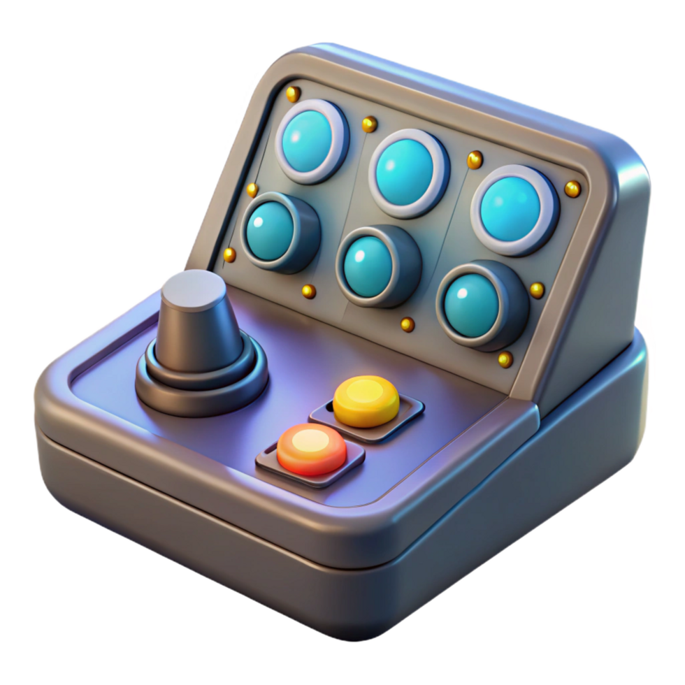 dynamic gorgeous Spaceship control panel with illuminated buttons. NO BACKGROUND with Transparent Background. sharp png