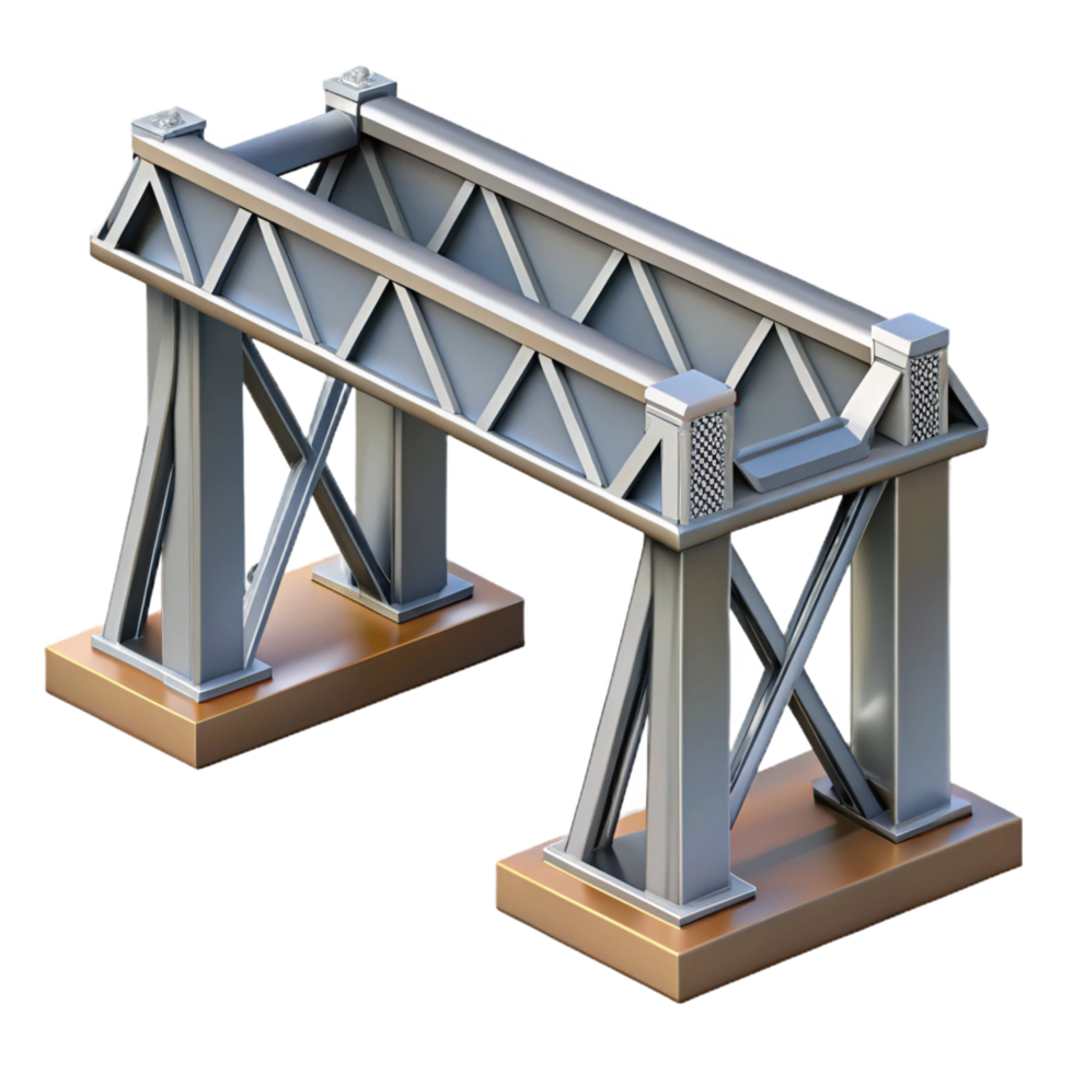 standout avant-garde Beam bridge, steel supports, NO BACKGROUND with Transparent Background. high resolution png