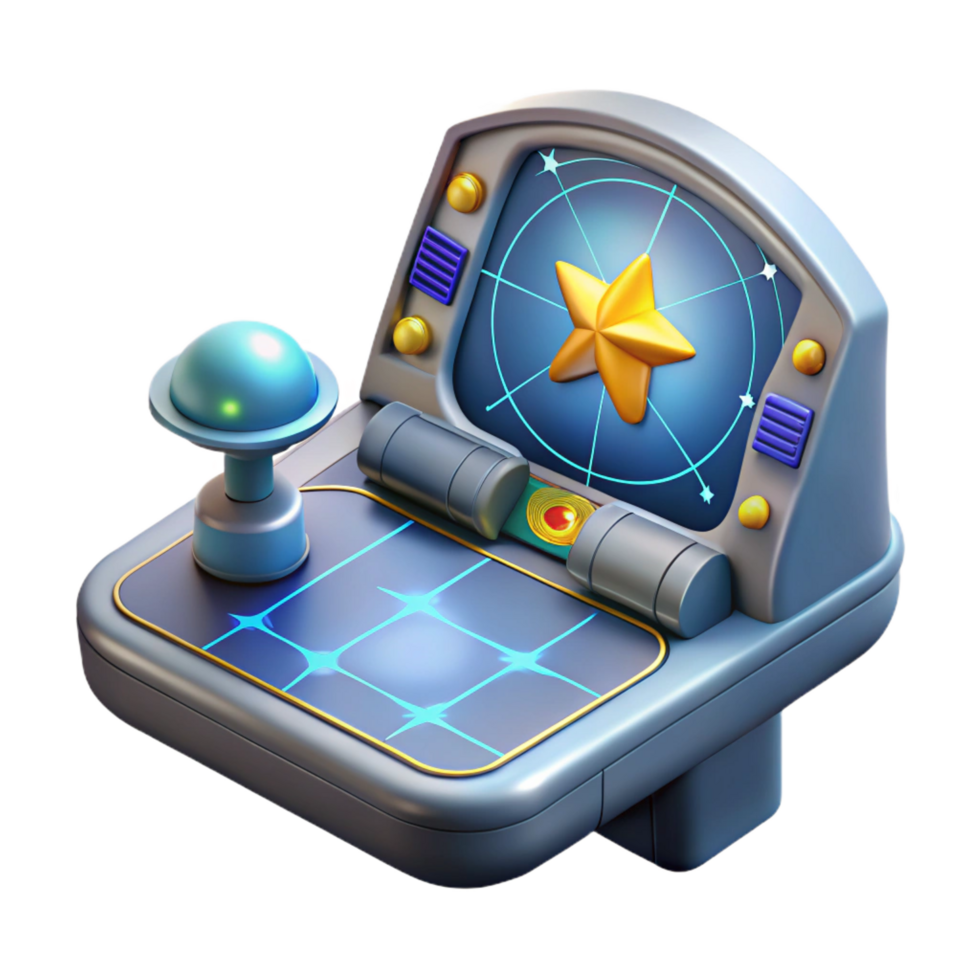 captivating signature Spaceship navigation console with holographic star chart NO BACKGROUND with Transparent Background. png