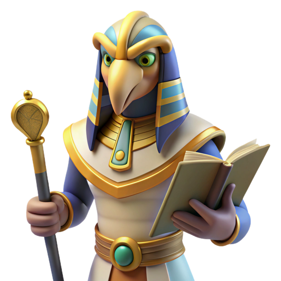 dreamy stunning Thoth, Egyptian god of writing and knowledge NO BACKGROUND with Transparent Background. exclusive png