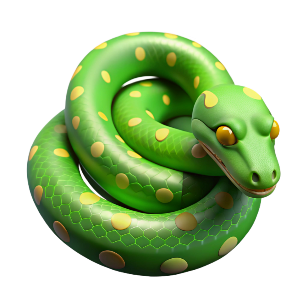 dynamic impressive A slithering green tree python, NO BACKGROUND with Transparent Background. studio quality png