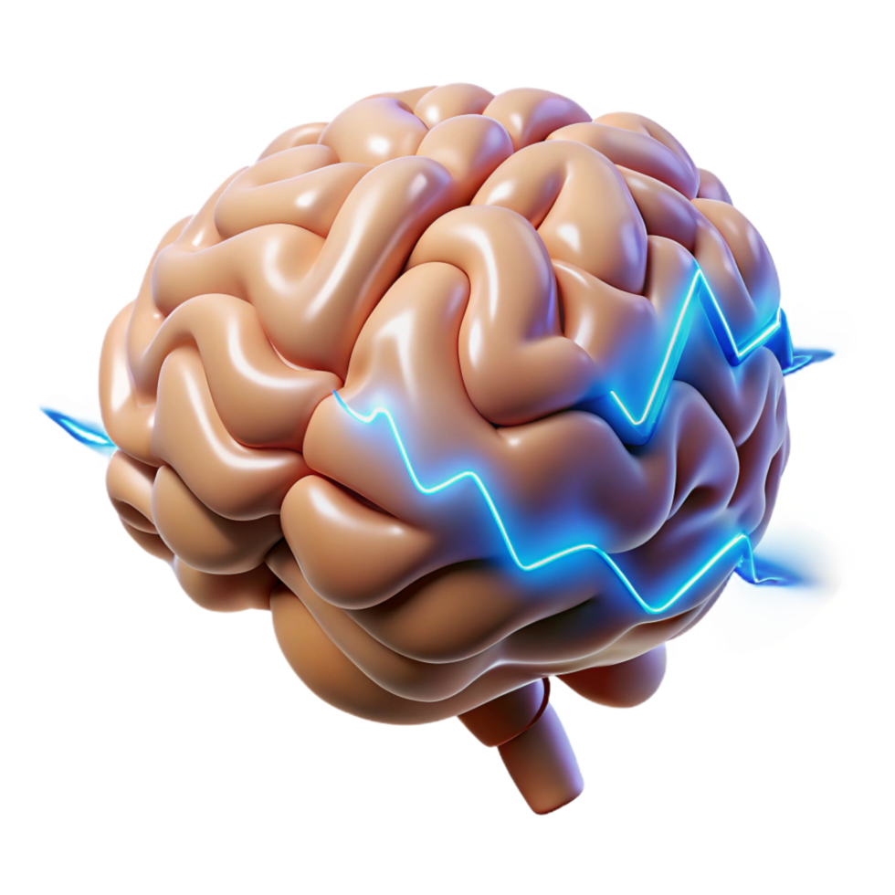 harmonious fascinating A stylized human brain, pulsating with energy. NO BACKGROUND with Transparent Background. genuine png
