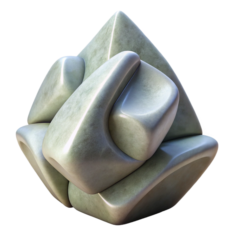 calm hypnotic Stone sculpture fragment, abstract form, NO BACKGROUND with Transparent Background. impeccable png