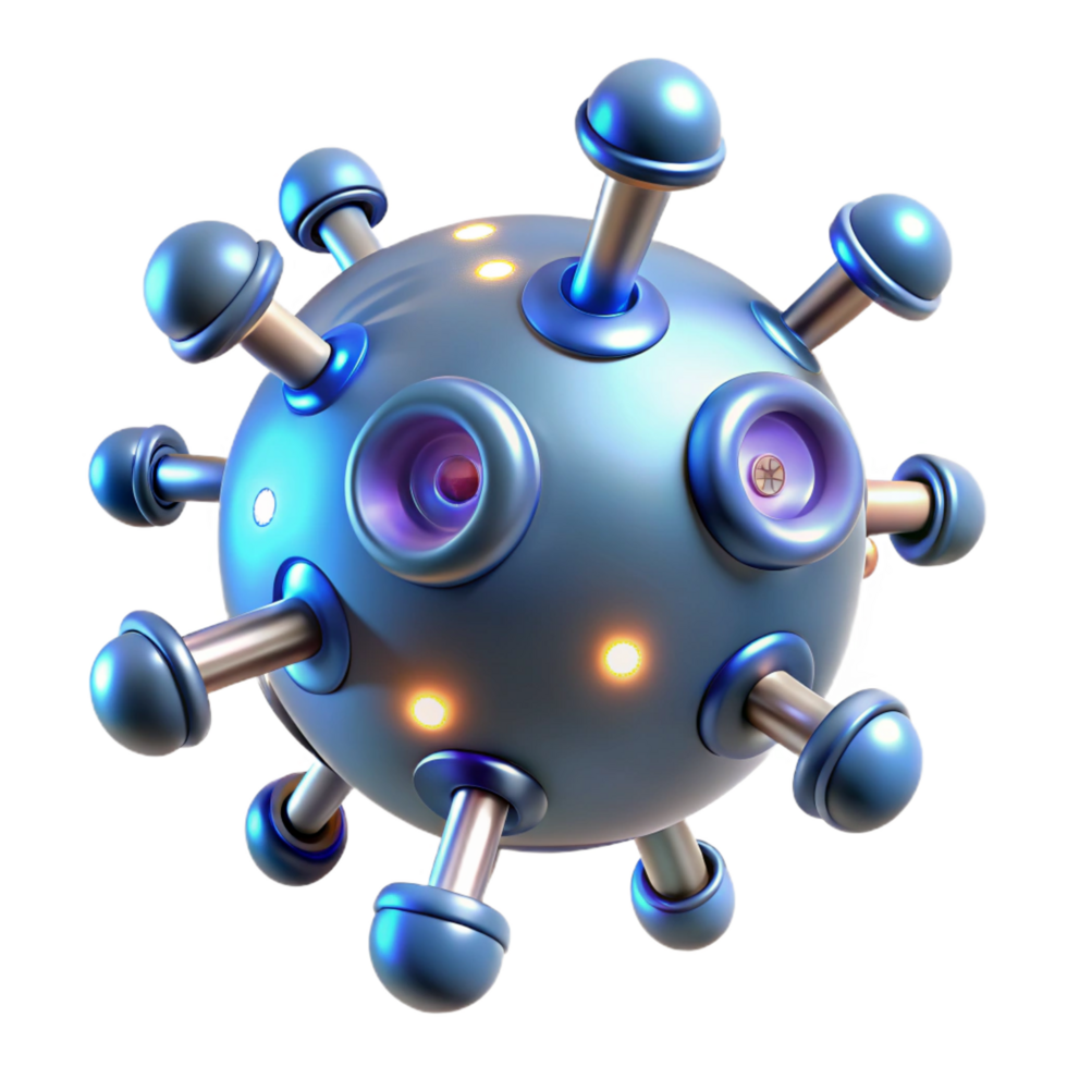 captivating exemplary Advanced medical nanobots with glowing particles NO BACKGROUND with Transparent Background. png