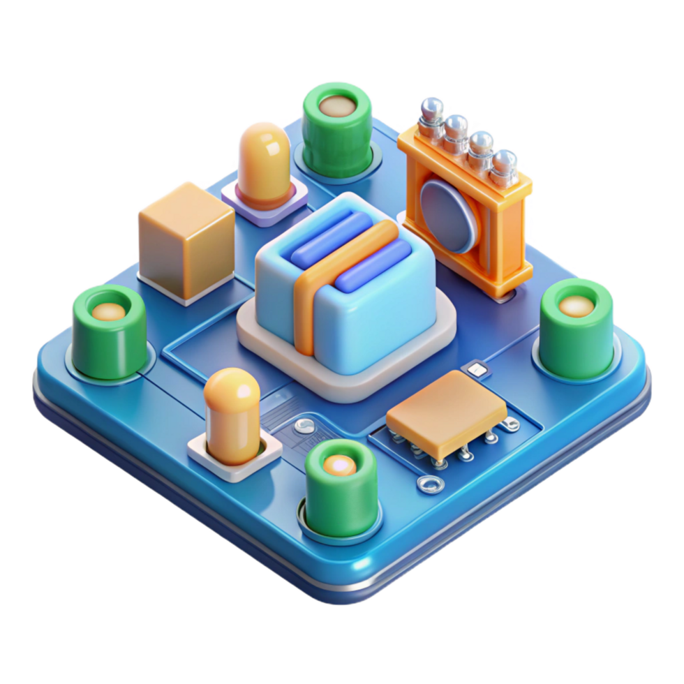 inspired industrial Circuit board with numerous components NO BACKGROUND with Transparent Background. artisan png