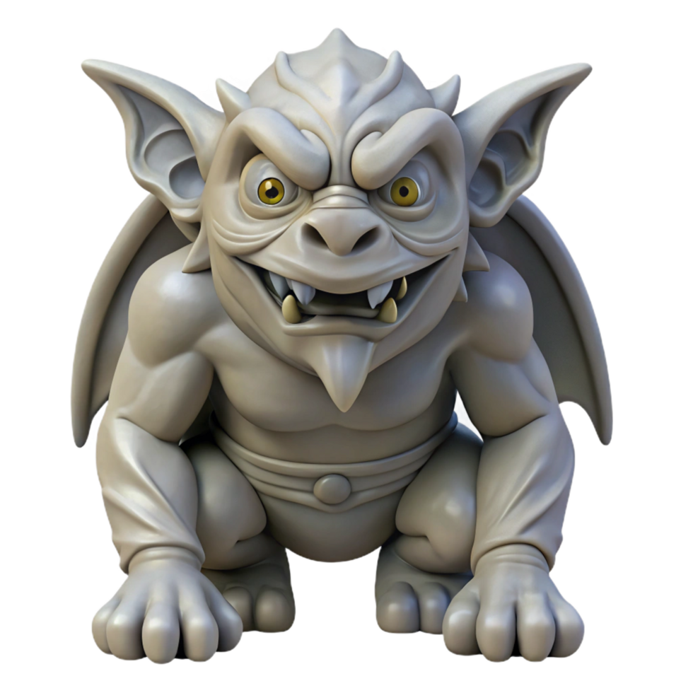 stunning bold surreal Stone gargoyle, grotesque face, NO BACKGROUND with Transparent Background. fine detail png