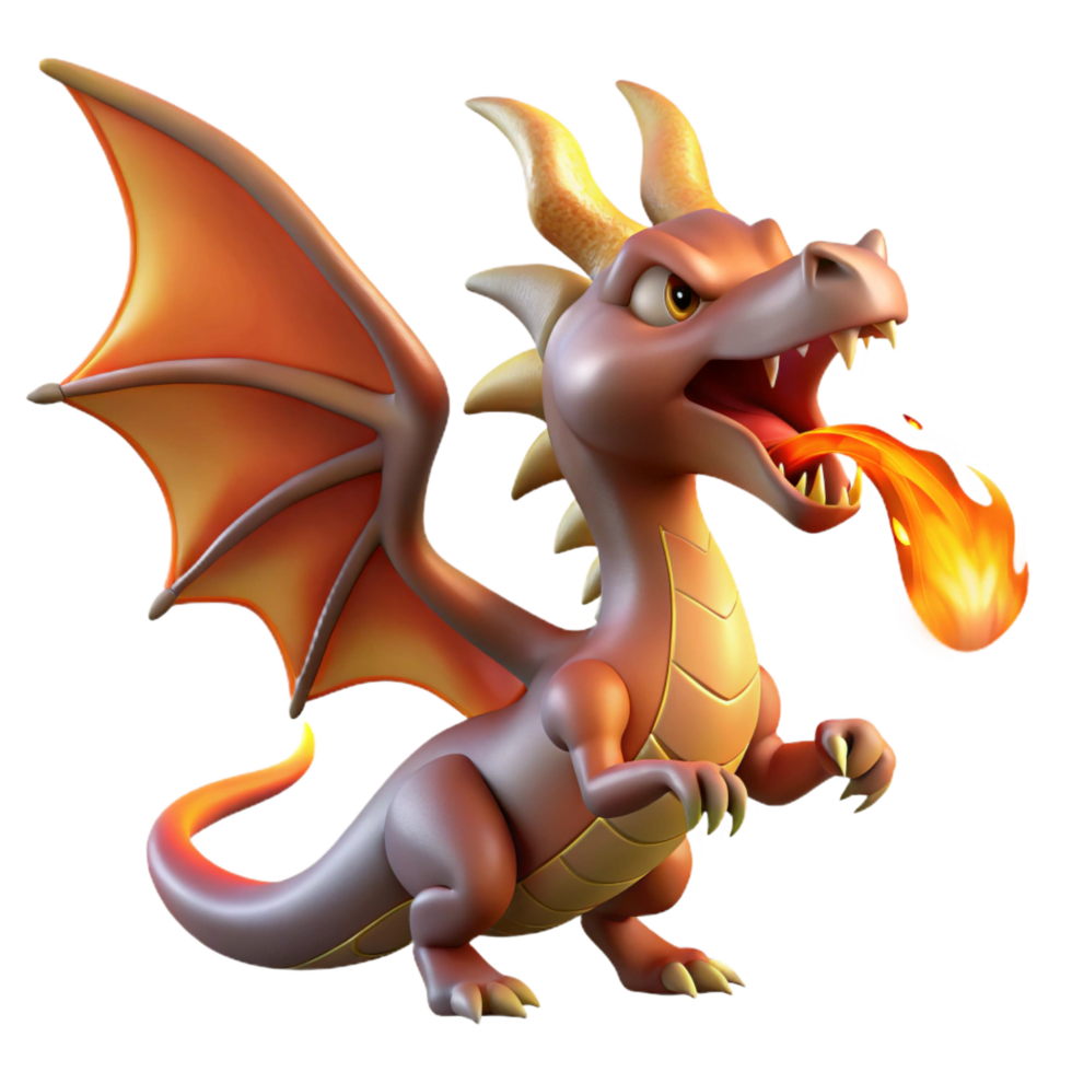 calm striking Dragon, fire-breathing mythical creature, NO BACKGROUND with Transparent Background. high resolution png