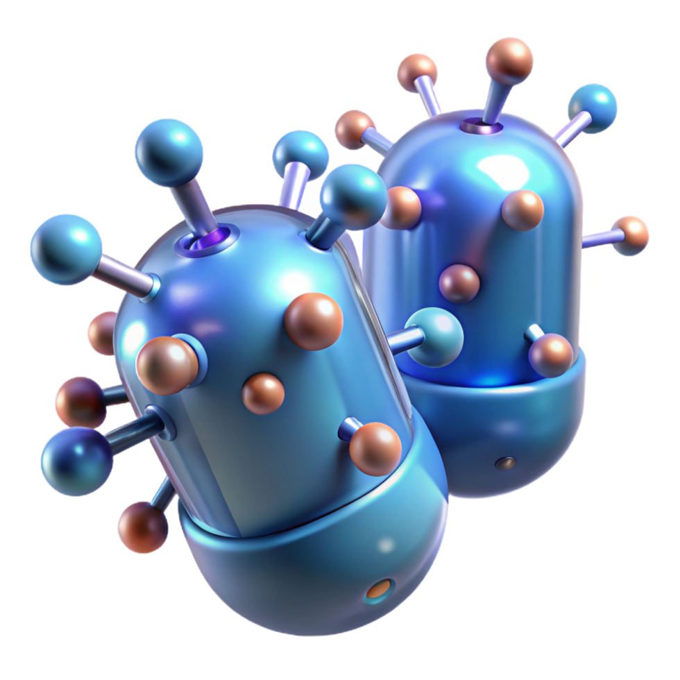 captivating classic Advanced medical nanobots with glowing particles NO BACKGROUND with Transparent Background. original png