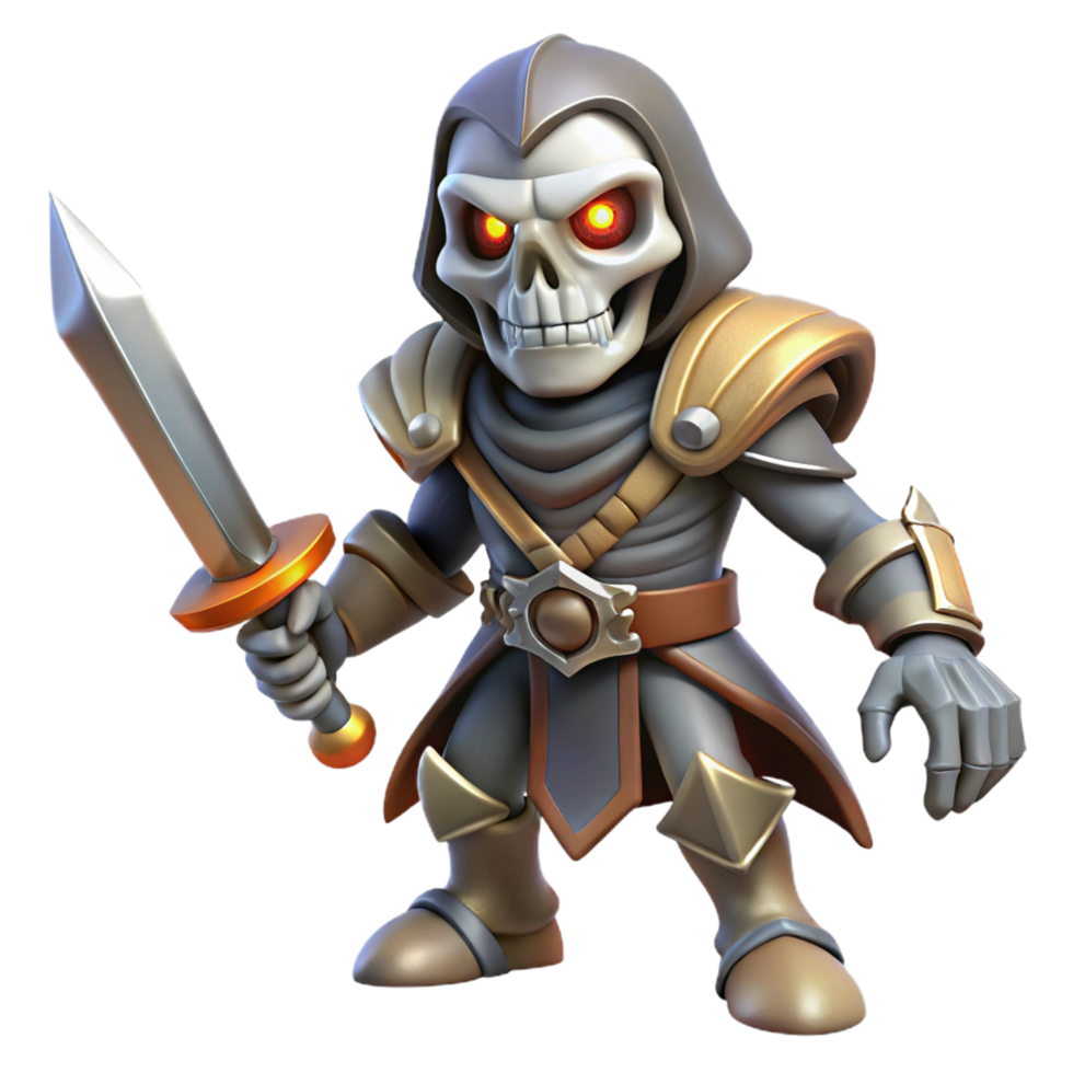 mesmerizing passionate coastal A menacing skeletal warrior, holding a sword, NO BACKGROUND with Transparent Background. crisp png