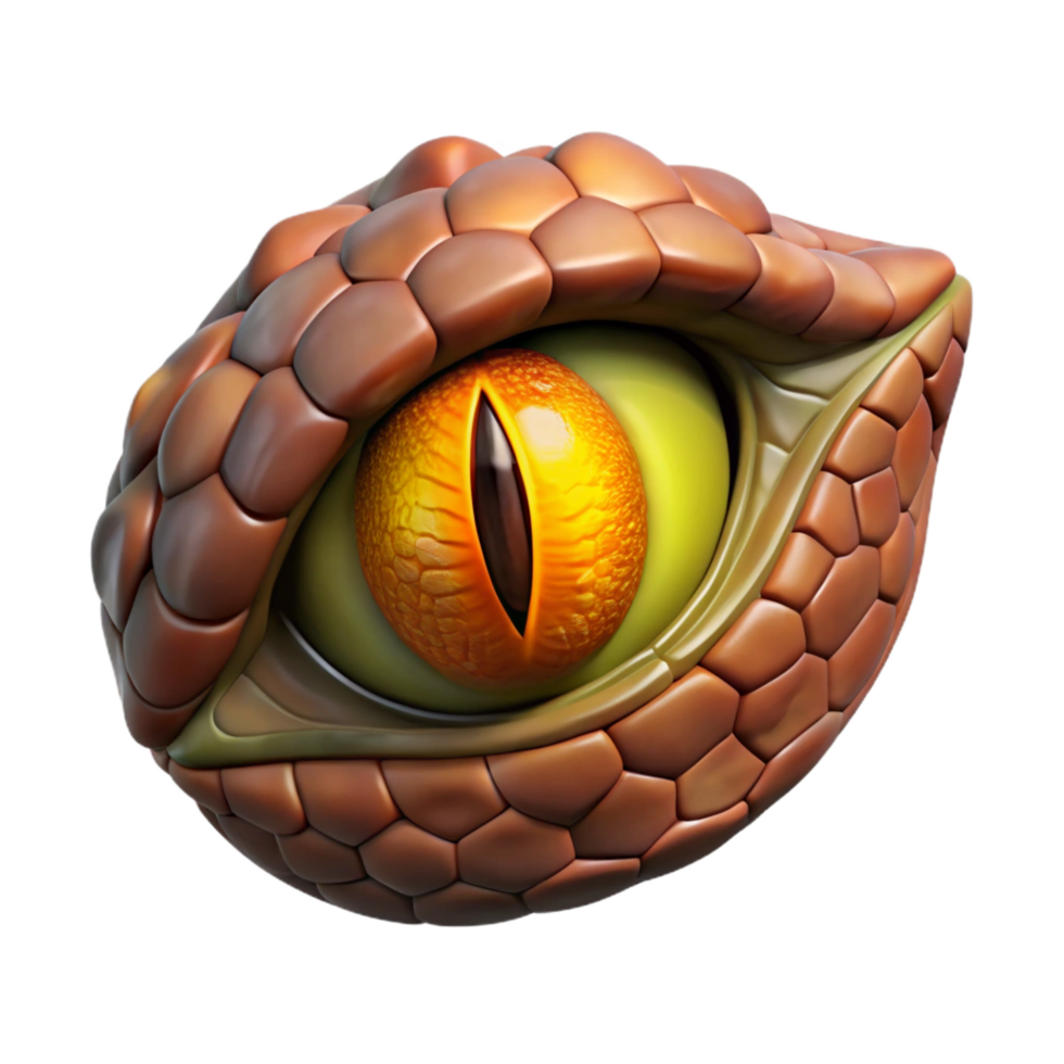 elegant inspired A menacing dragon eye, reptilian slit pupil. NO BACKGROUND with Transparent Background. png