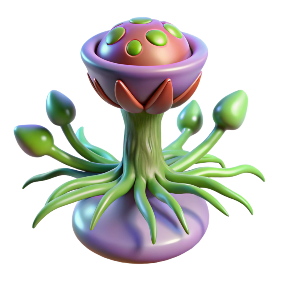 calm wonderful Bioengineered alien plant with pulsating veins NO BACKGROUND with Transparent Background. original png
