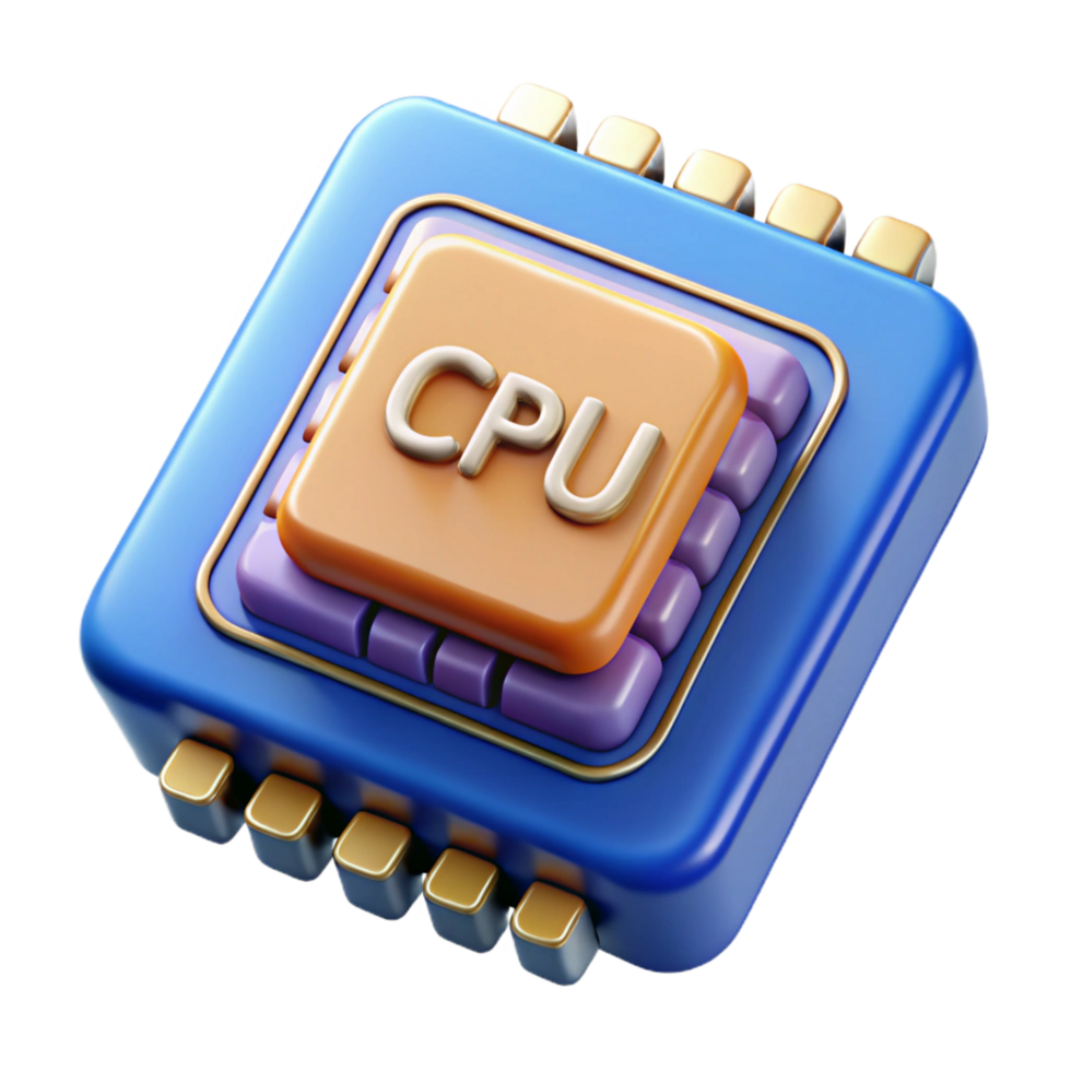 celebrated avant-garde Computer processor, CPU, central processing unit NO BACKGROUND with Transparent Background. genuine png