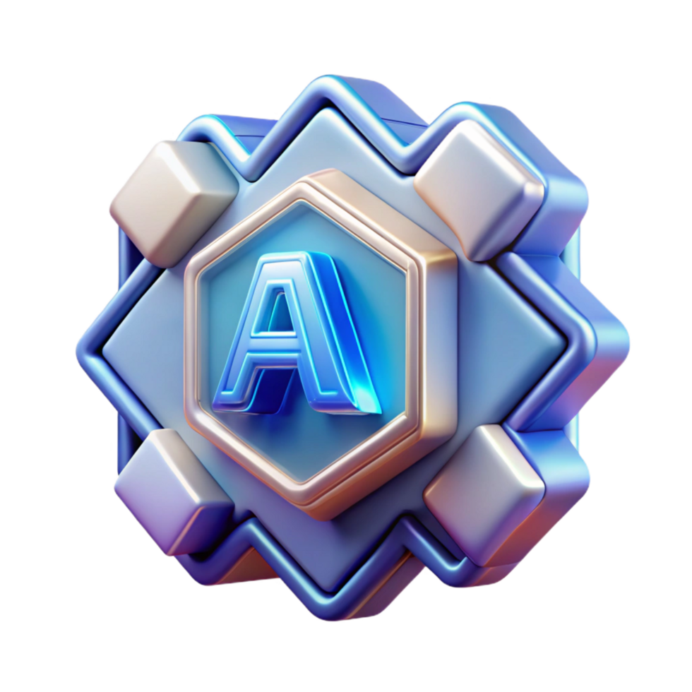 breathtaking notable Artificial intelligence logo hologram, NO BACKGROUND with Transparent Background. png
