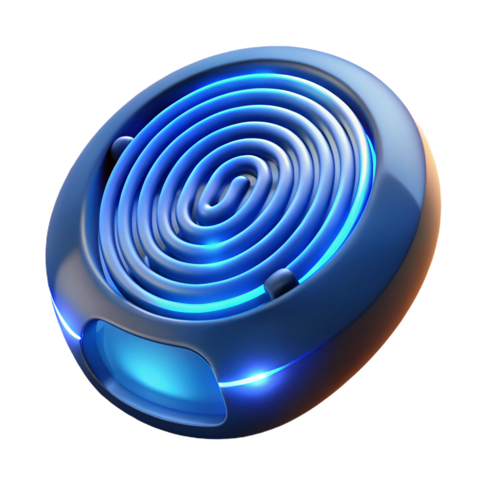 captivating iconic Fingerprint scanner illuminated with blue light, NO BACKGROUND with Transparent Background. png