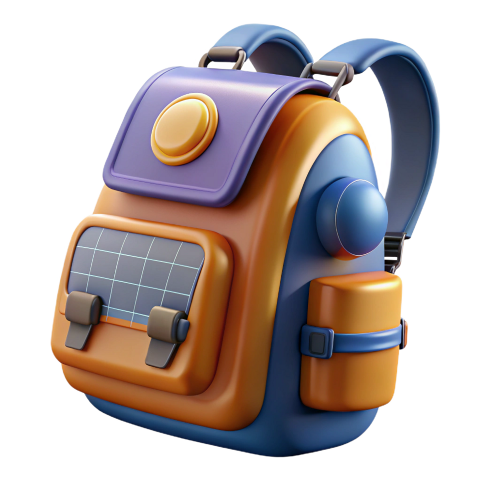 distinguished victorian Futuristic backpack with retractable solar panels NO BACKGROUND with Transparent Background. handcrafted png