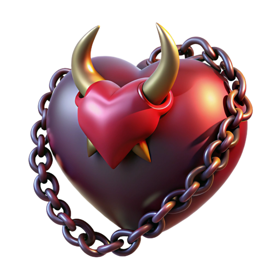 acclaimed tropical A stylized, chained demon heart, pulsing with dark energy. NO BACKGROUND with Transparent Background. perfect clarity png