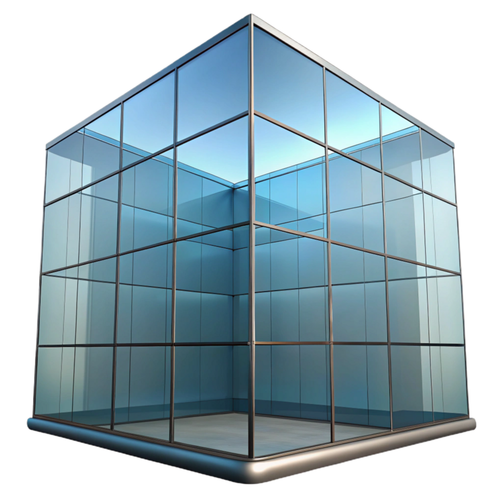 gorgeous elegant Glass curtain wall, reflective surface, NO BACKGROUND with Transparent Background. impeccable png