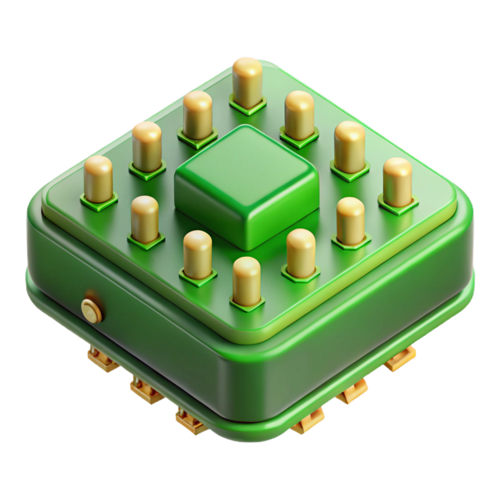 celebrated classic A circuit board, green with visible components. NO BACKGROUND with Transparent Background. artisan png