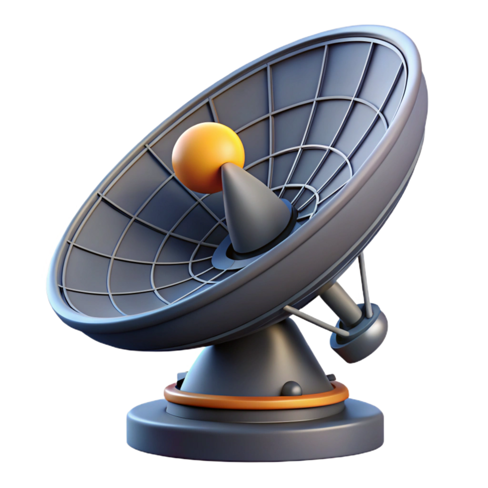 elegant intense bohemian Spaceship radar dish with rotating antenna NO BACKGROUND with Transparent Background. high quality png