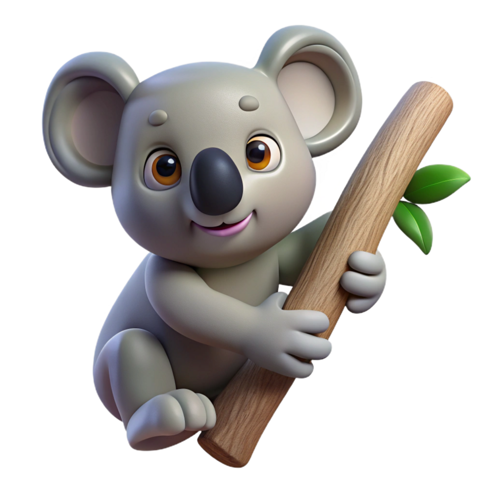 memorable renaissance A koala, clinging to a tree branch. NO BACKGROUND with Transparent Background. masterfully captured png