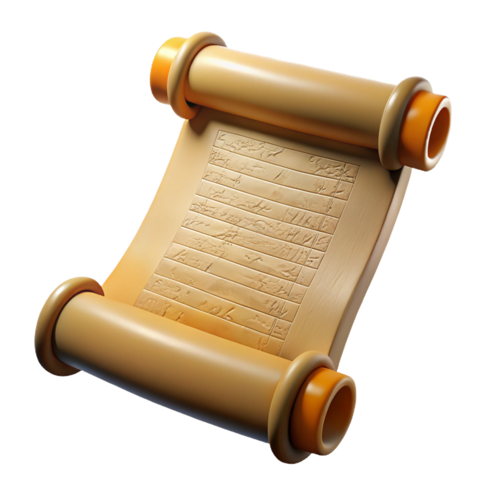 dreamy magnificent A scroll with ancient writing NO BACKGROUND with Transparent Background. elite png