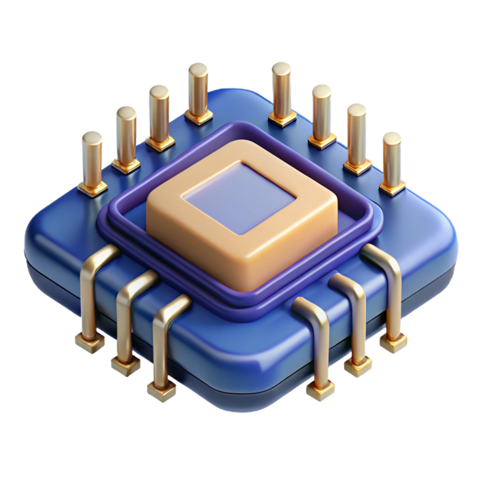 sedutor criativo quantum computador processador com supercondutor circuitos, não fundo com transparente fundo. autêntico png