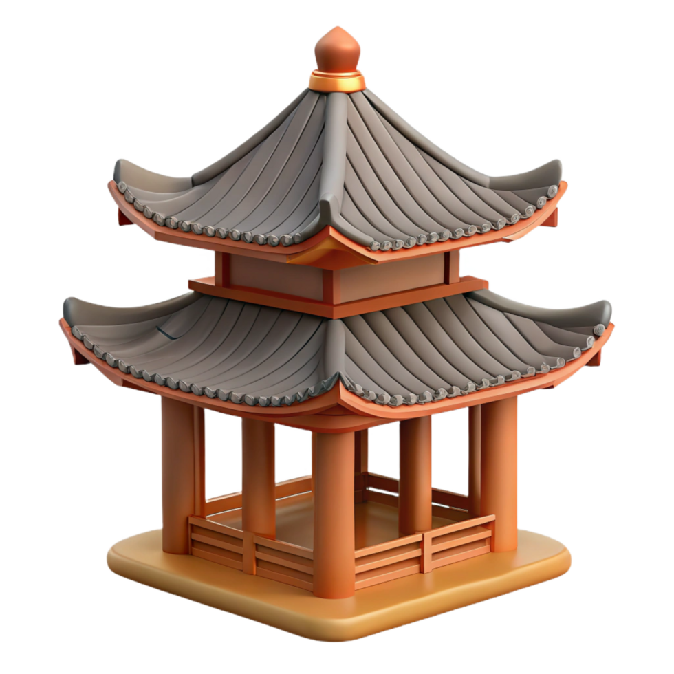 exquisite harmonious surreal Pagoda roof, tiered structure, NO BACKGROUND with Transparent Background. artisan png
