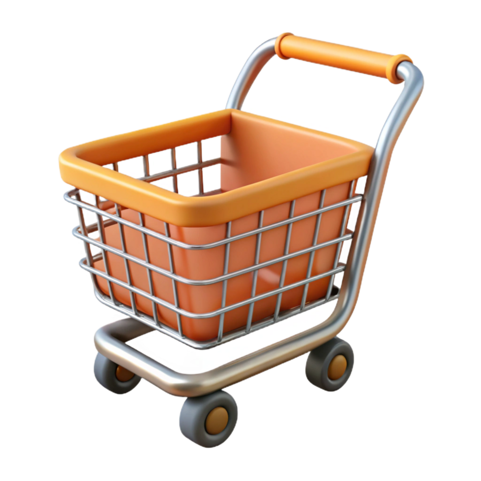 calm striking A shopping cart, empty. NO BACKGROUND with Transparent Background. luxury png