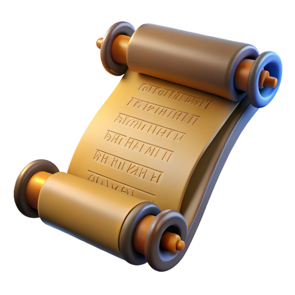 elegant sought-after A scroll with ancient writing NO BACKGROUND with Transparent Background. png
