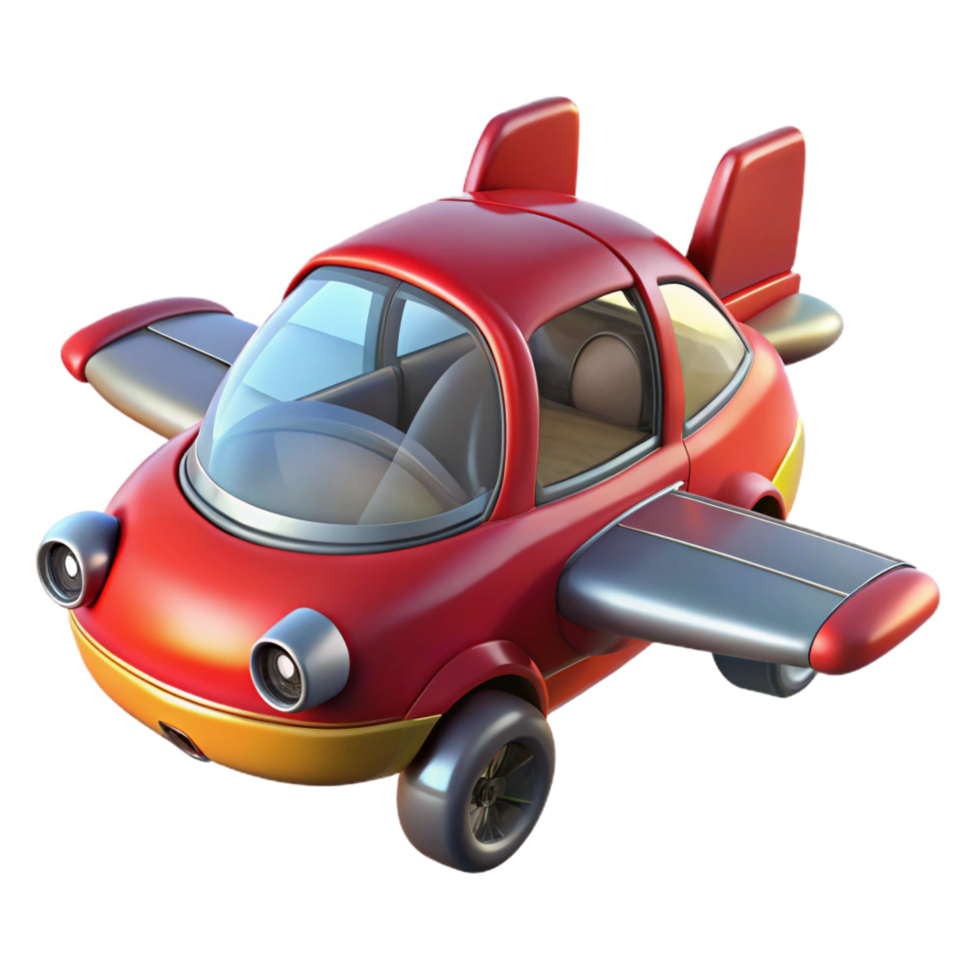 calm gorgeous Flying car with retractable wings, NO BACKGROUND with Transparent Background. expertly shot png