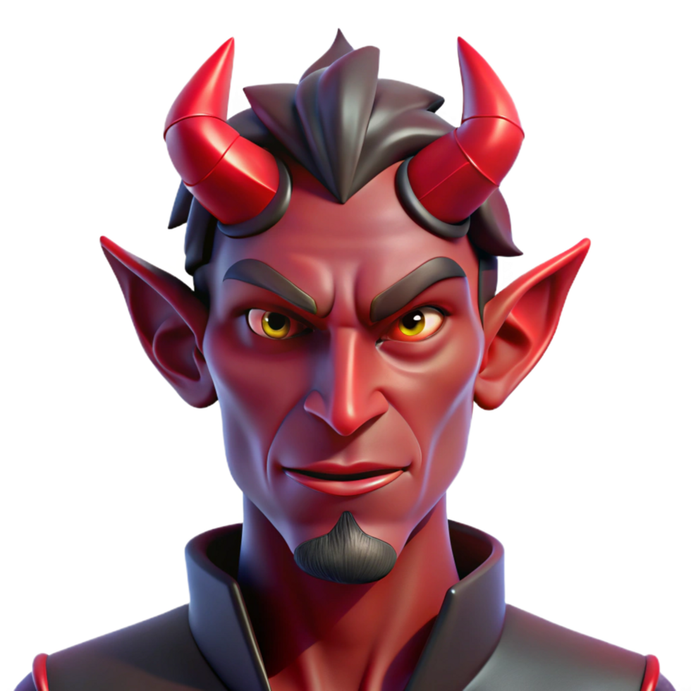 dazzling quintessential A fierce, stylized, male demon portrait. NO BACKGROUND with Transparent Background. png
