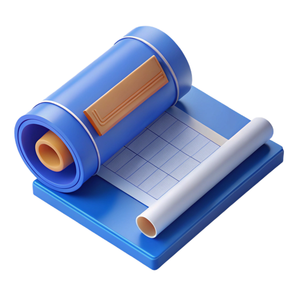 serene coveted Blueprint roll, architectural drawing, NO BACKGROUND with Transparent Background. png