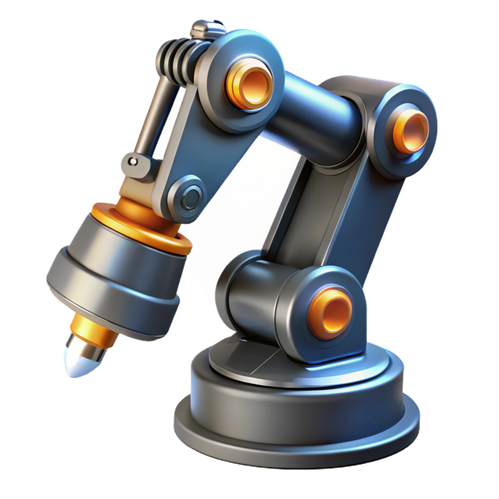 enchanting ethereal traditional Robotic arm holding a futuristic welding tool NO BACKGROUND with Transparent Background. impeccable png