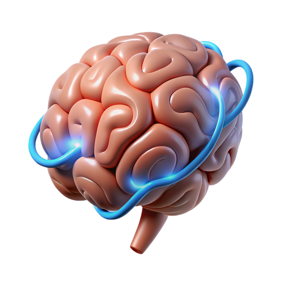 fascinating art deco A stylized human brain, pulsating with energy. NO BACKGROUND with Transparent Background. genuine png