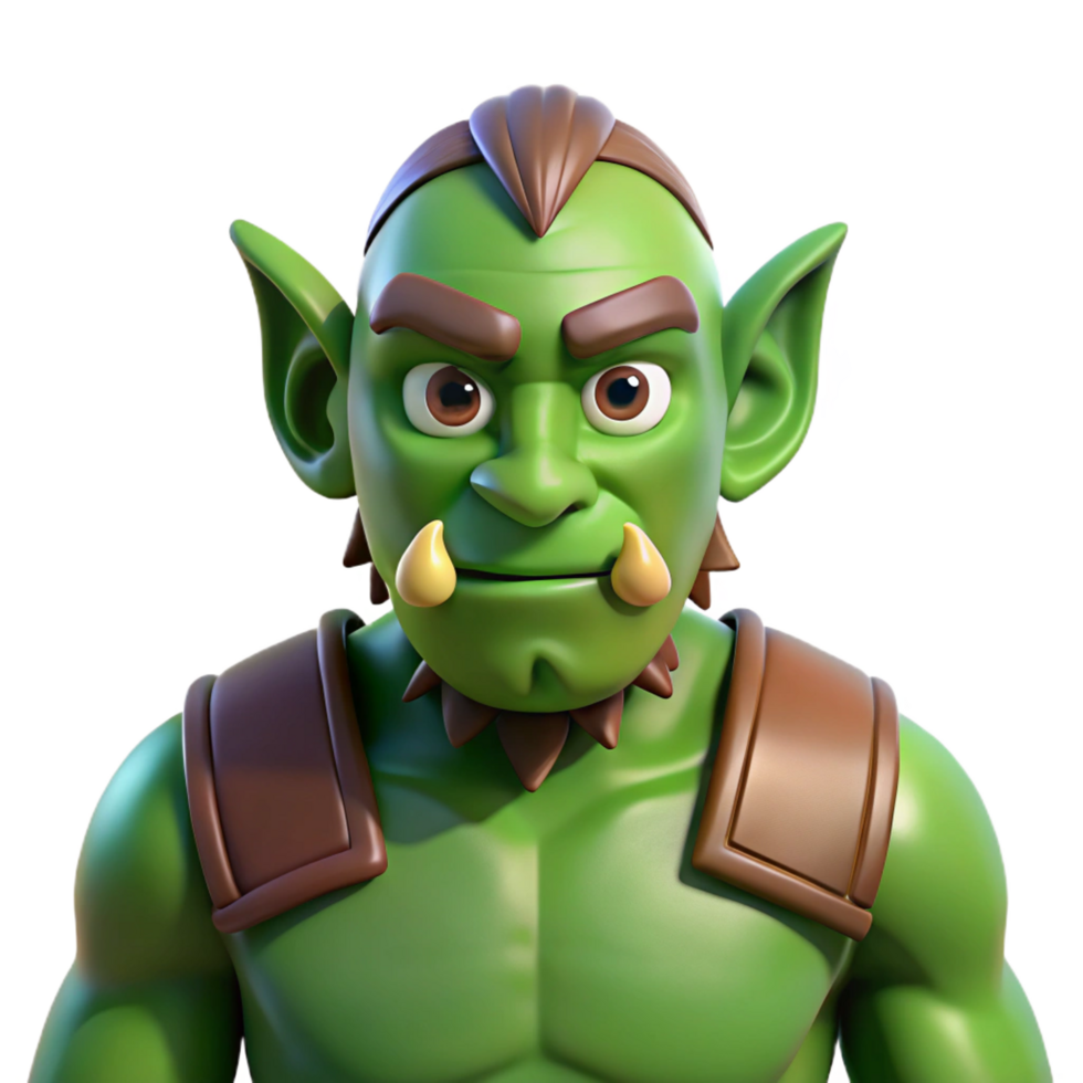 calm dramatic An Orc, brutish and green-skinned humanoid, NO BACKGROUND with Transparent Background. flawless png