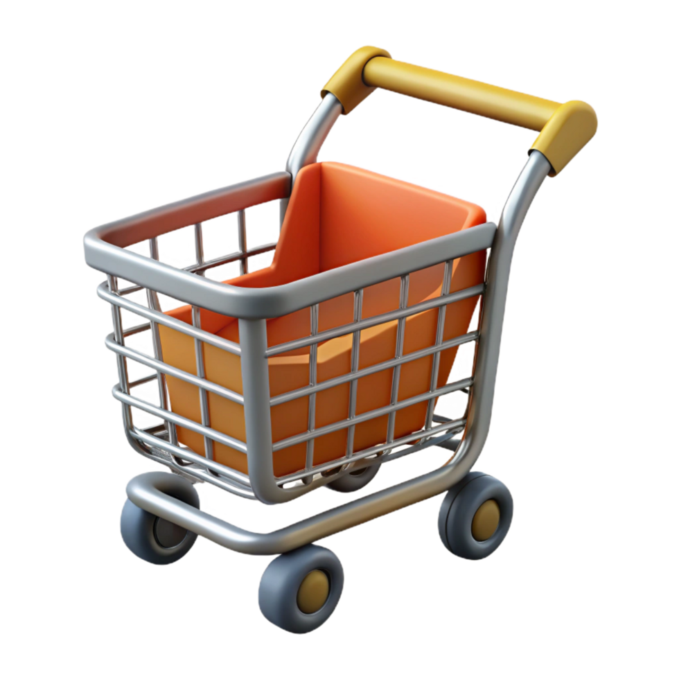 beautiful celebrated A shopping cart, empty, NO BACKGROUND with Transparent Background. png