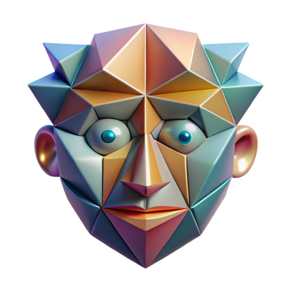 dazzling calm baroque Abstract face, geometric shapes, NO BACKGROUND with Transparent Background. sharp png