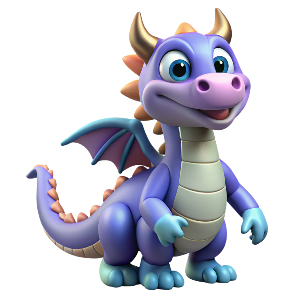 calm extraordinary A stylized, cartoon-style, friendly dragon. NO BACKGROUND with Transparent Background. 4K png