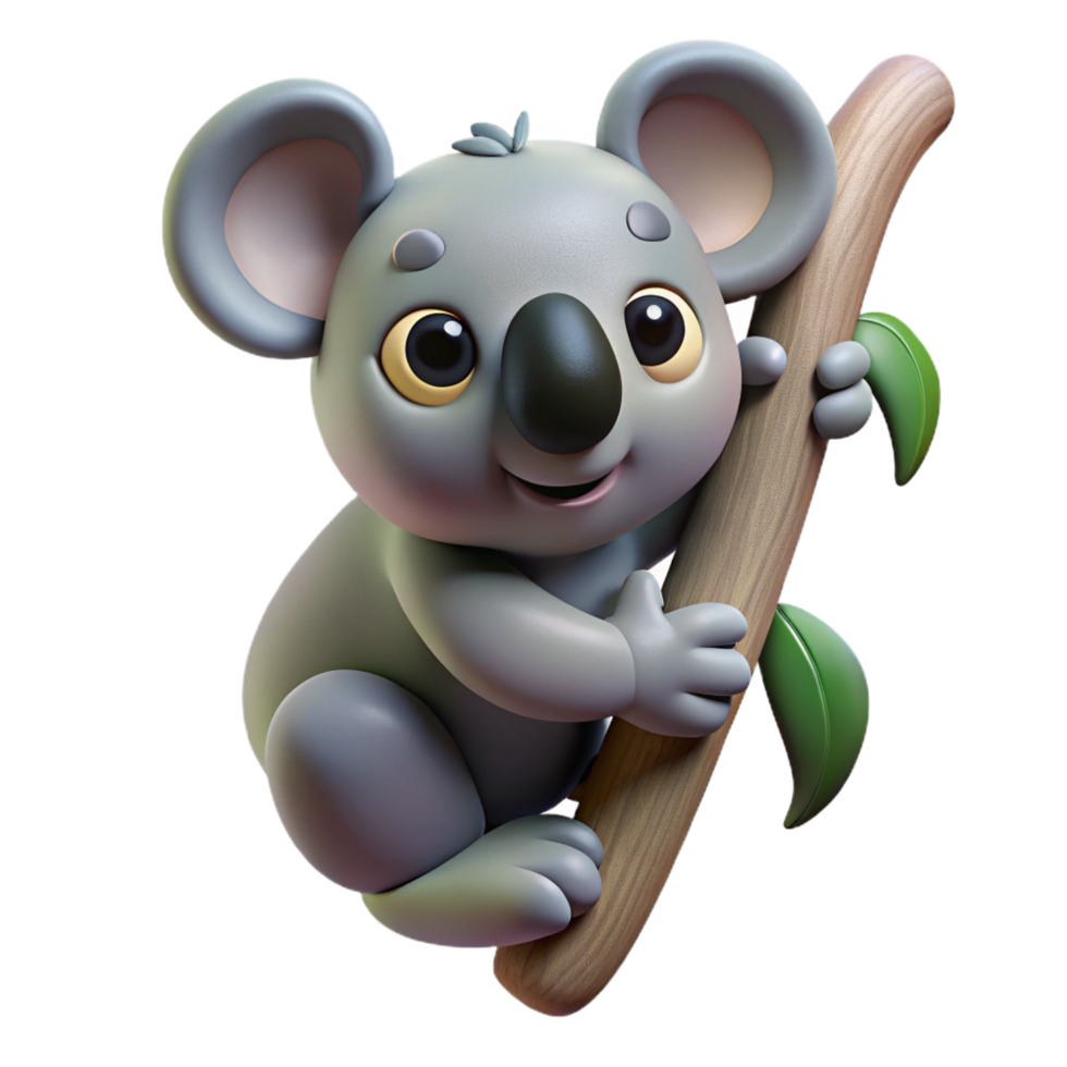 timeless artistic A koala, clinging to a tree branch. NO BACKGROUND with Transparent Background. top-tier png
