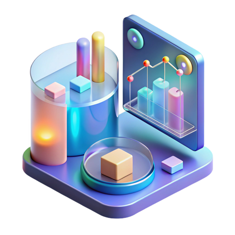 dreamy fascinating Holographic data interface with complex diagrams and charts NO BACKGROUND with Transparent Background. expertly shot png