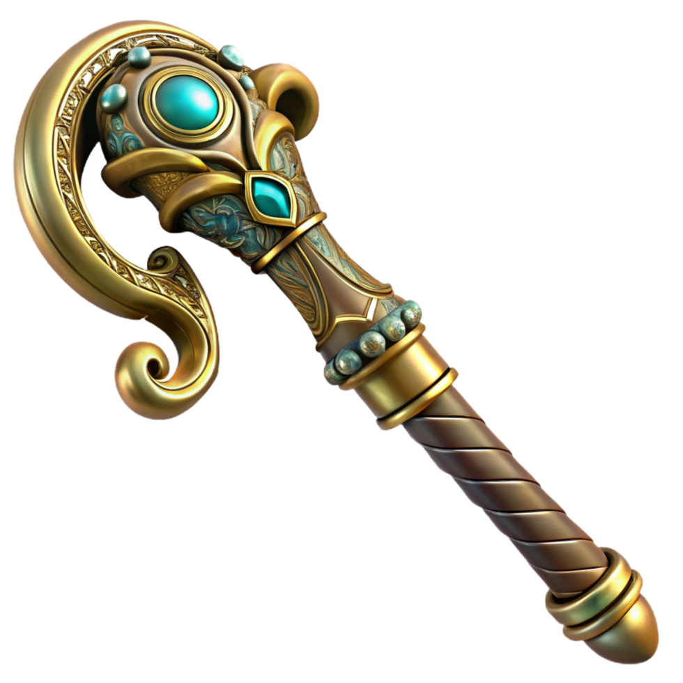 exceptional gothic Steampunk cane with a hidden blade and intricate carvings. NO BACKGROUND with Transparent Background. masterfully captured png