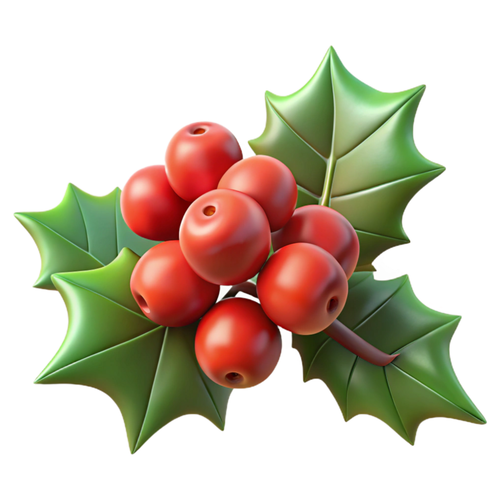 gorgeous urban Branch of holly with berries NO BACKGROUND with Transparent Background. ultra HD png