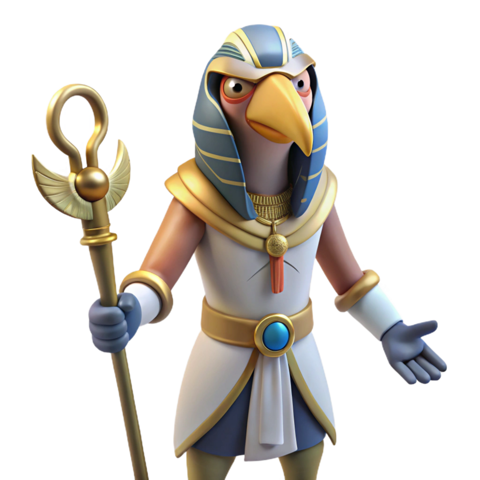 beautiful passionate traditional Thoth, Egyptian god of writing, ibis-headed, NO BACKGROUND with Transparent Background. handcrafted png